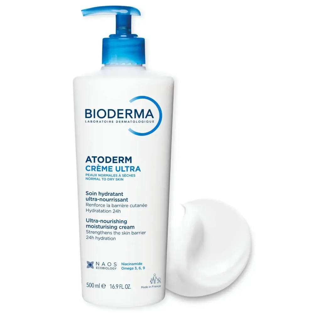 Крем Ультра для увлажнения нормальной и сухой кожи лица и тела Bioderma Atoderm 500 мл