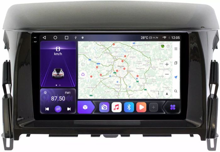 Магнитола для Mitsubishi Eclipse Cross 2018-2022 (ШГУ под козырьком) - Kuberg OL-1570 QLed+2K, Android 12, Быстрая, CarPlay, 4G SIM-слот