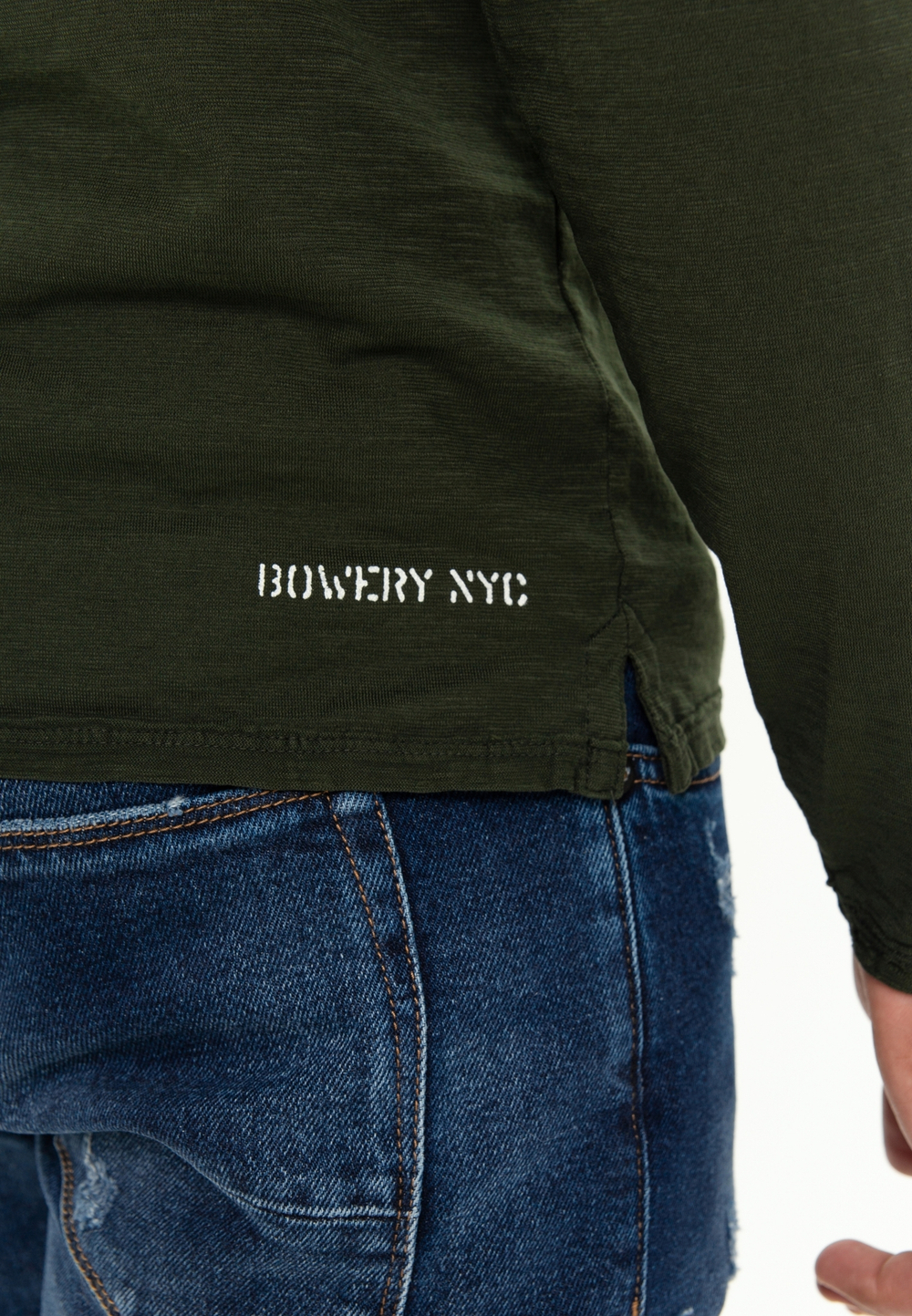 Лонгслив Bowery NYC однотонный Slub Dark Forest