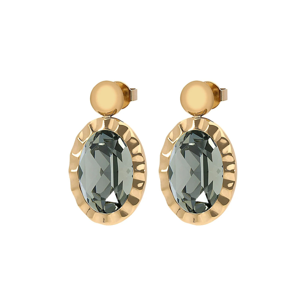 Серьги Qudo TIVOLA UNICA big (G/P) Black diamond 2,65 cm 332040