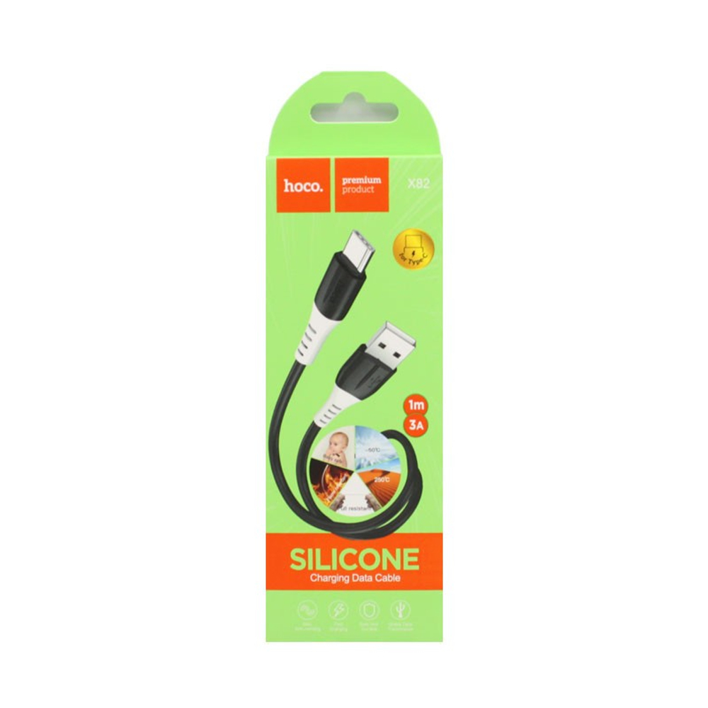 Usb Кабель-зарядка Type-C Hoco X82 3A 1м мягкий силиконовый черный