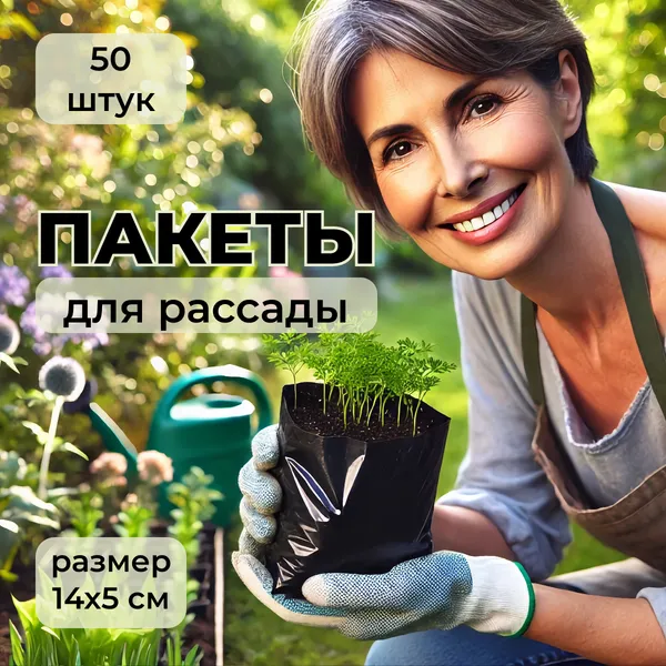 Пакеты для рассады 14х5 см черные 50 штук