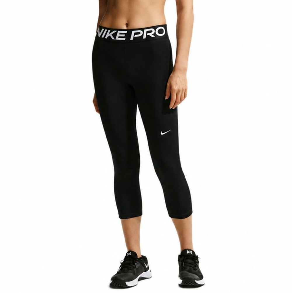 Легинсы Nike Pro Mid-Rise Crop — black/white