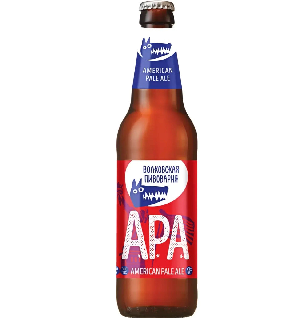 Пиво Волковская пивоварня, American Pale Ale (APA) 0,45 л. glass