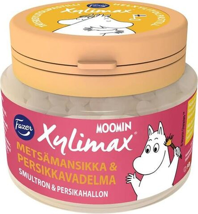 Fazer Xylimax Moomin Пастилки с ксилитом со вкусом земляники, персика и малины 90 г (из Финляндии)
