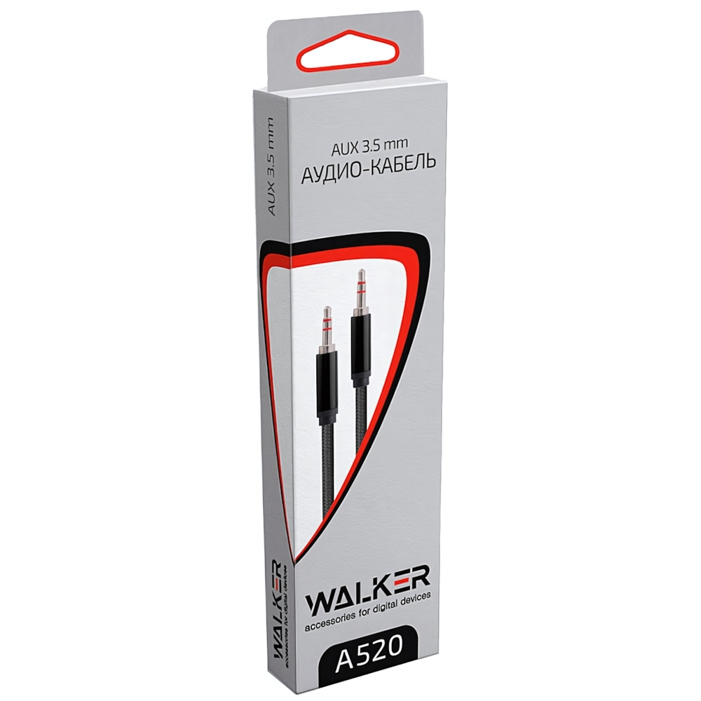 Кабель 3.5 Jack (M) - 3.5 Jack (M) WALKER WCA-510 3m матерчатый Black