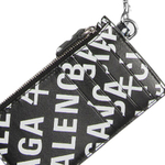 Balenciaga Letter Print Cow Leather Key Pouch Regular Unisex Black