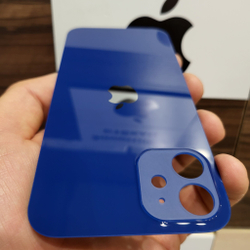 Крышка для iPhone 12 - задняя стеклянная панель "премиум качество" (синего цвета)