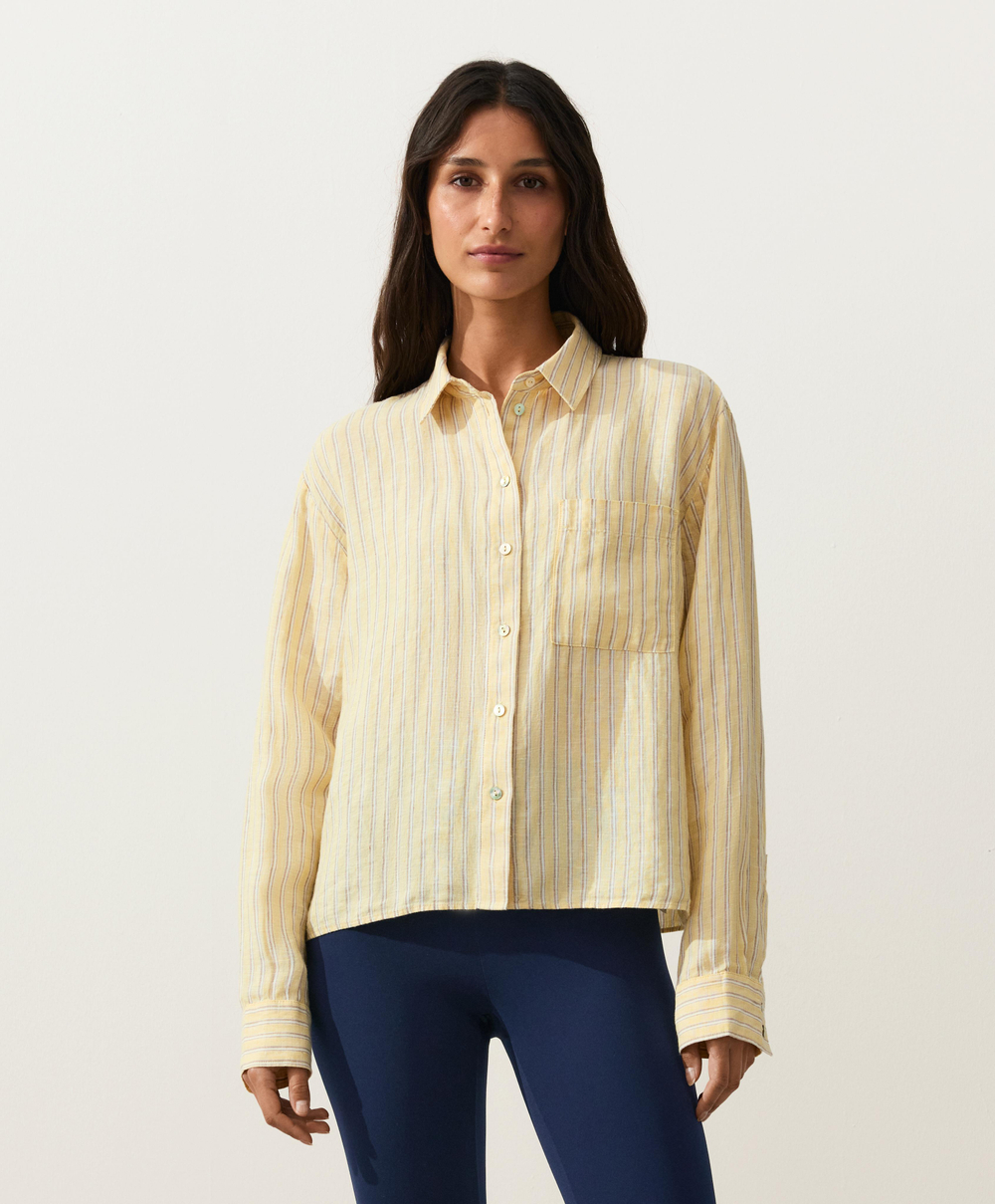 Oysho Короткая рубашка из 100%-го льна, желтый