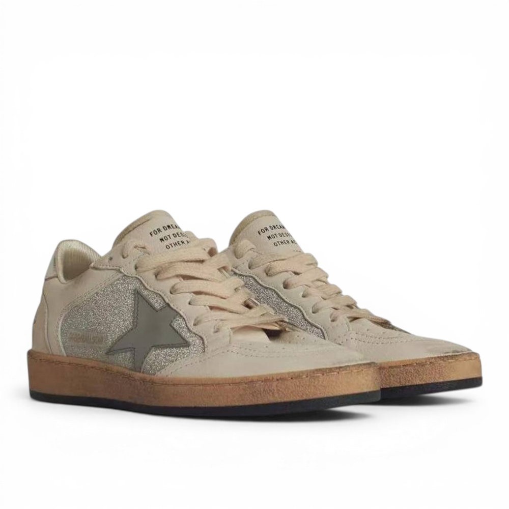 Women's Golden Goose Ball Star in Glitter with Dark Grey Star