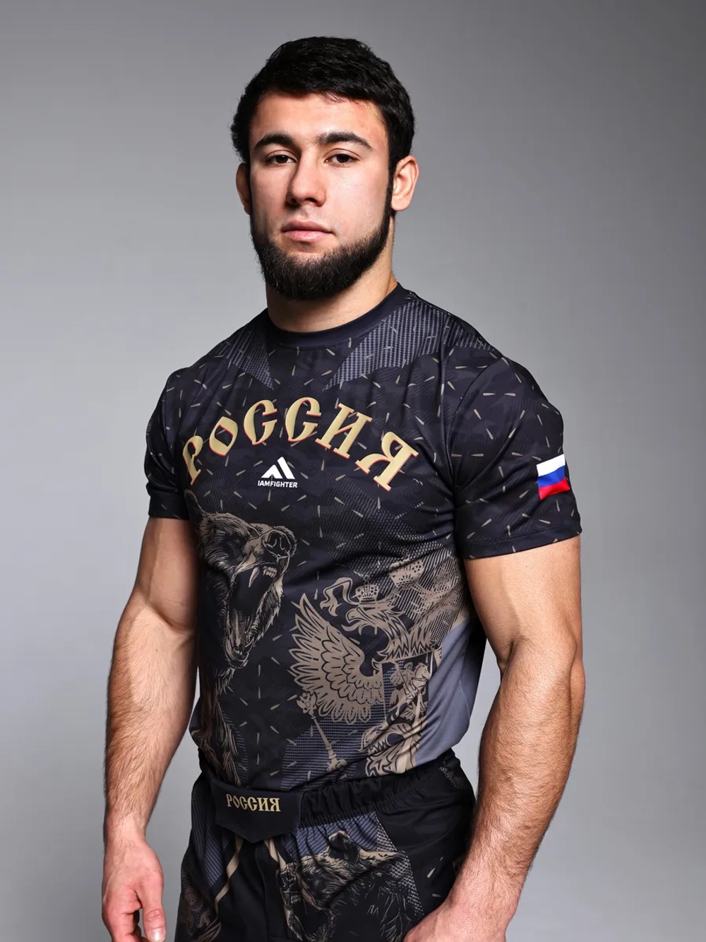 Футболка спортивная Россия с гербом флагом мма