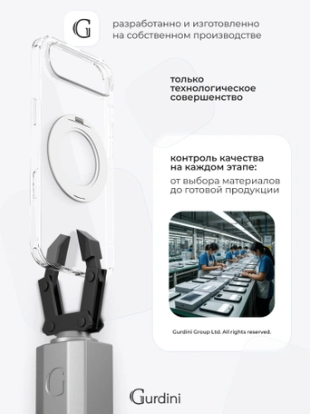 Чехол накладка iPhone 17 Air 6.5" Gurdini Stand Case 360° Transparent Clear