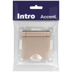 Розетка Intro Accent 6-203-04 2P+E Schuko с крышкой 16А-250В IP20 СУ AL/CU шампань | Intro