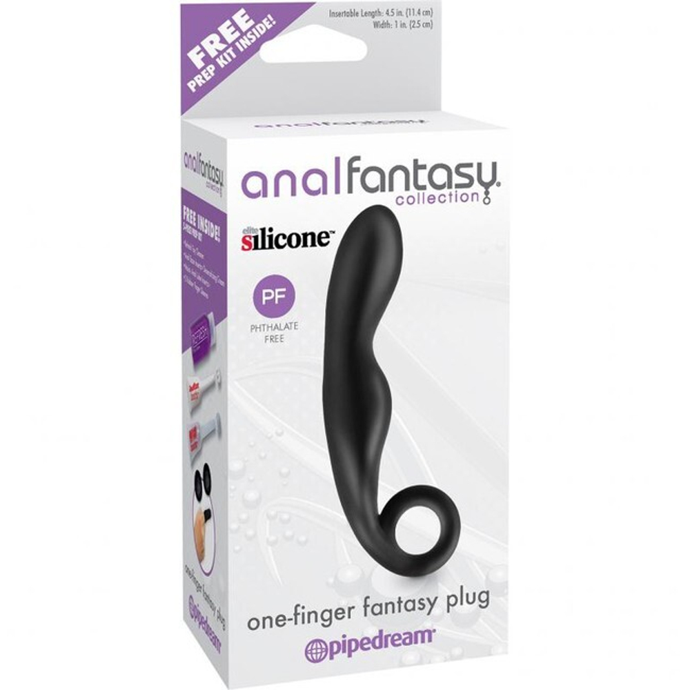 Силиконовый стимулятор ануса One-Finger Fantasy Plug (Цвет: черный)