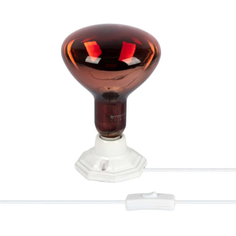 Светильник для инфракрасной лампы ЭРА FITO-Holder-CAP-light 3 м патрон-основание керамический с кабелем и цоколем Е27 | Светильники для растений
