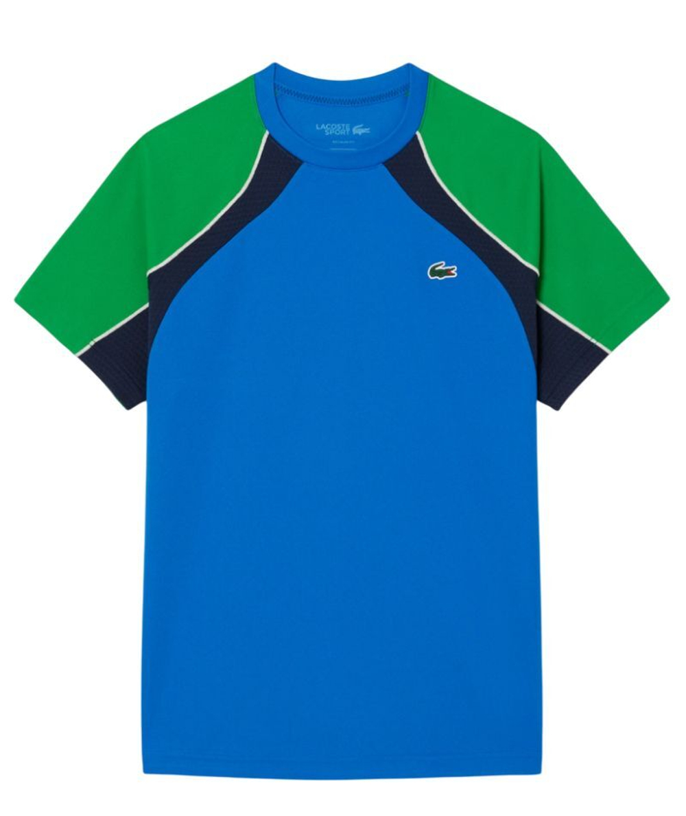 Мужская теннисная футболка Lacoste Ultra Dry Colour-Block Tennis - небесный
