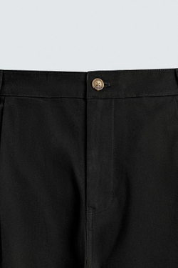 ZARA БРЮКИ ЧИНОС WIDE FIT, ЧЕРНЫЙ
