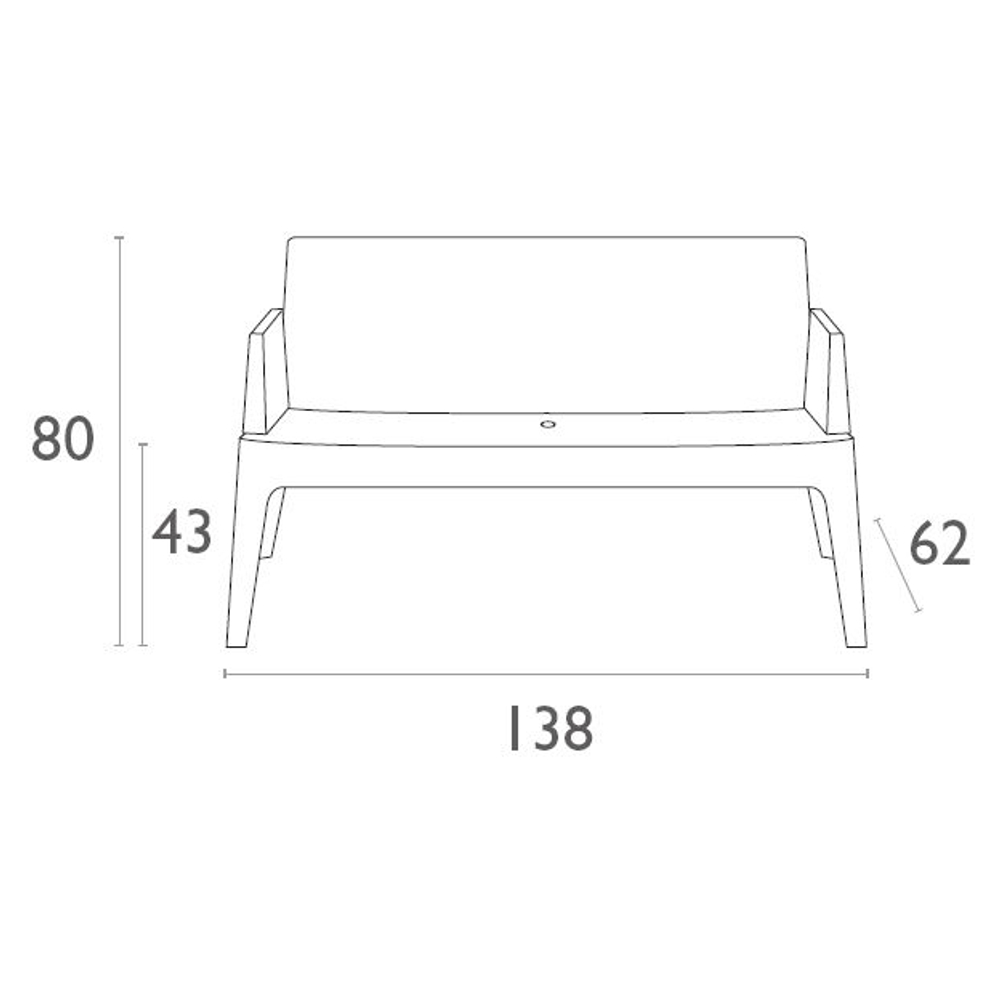 Диван пластиковый двухместный Siesta Contract Box Sofa, оранжевый