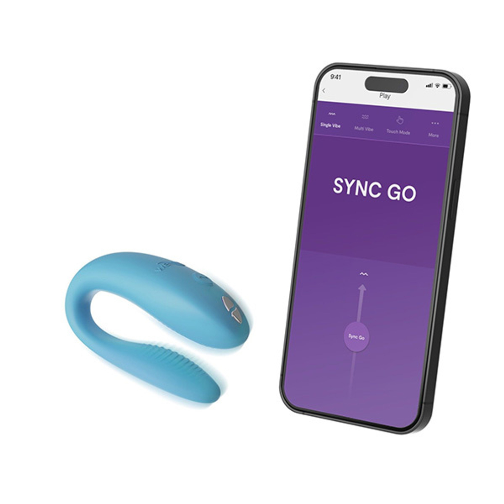 Бирюзовый вибромассажер 7,5см для пар We-Vibe Sync Go SNSY5SG8