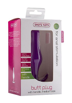 Фиолетовая анальная пробка Butt Plug with Handle Medium - 12,6 см. (Цвет: фиолетовый)