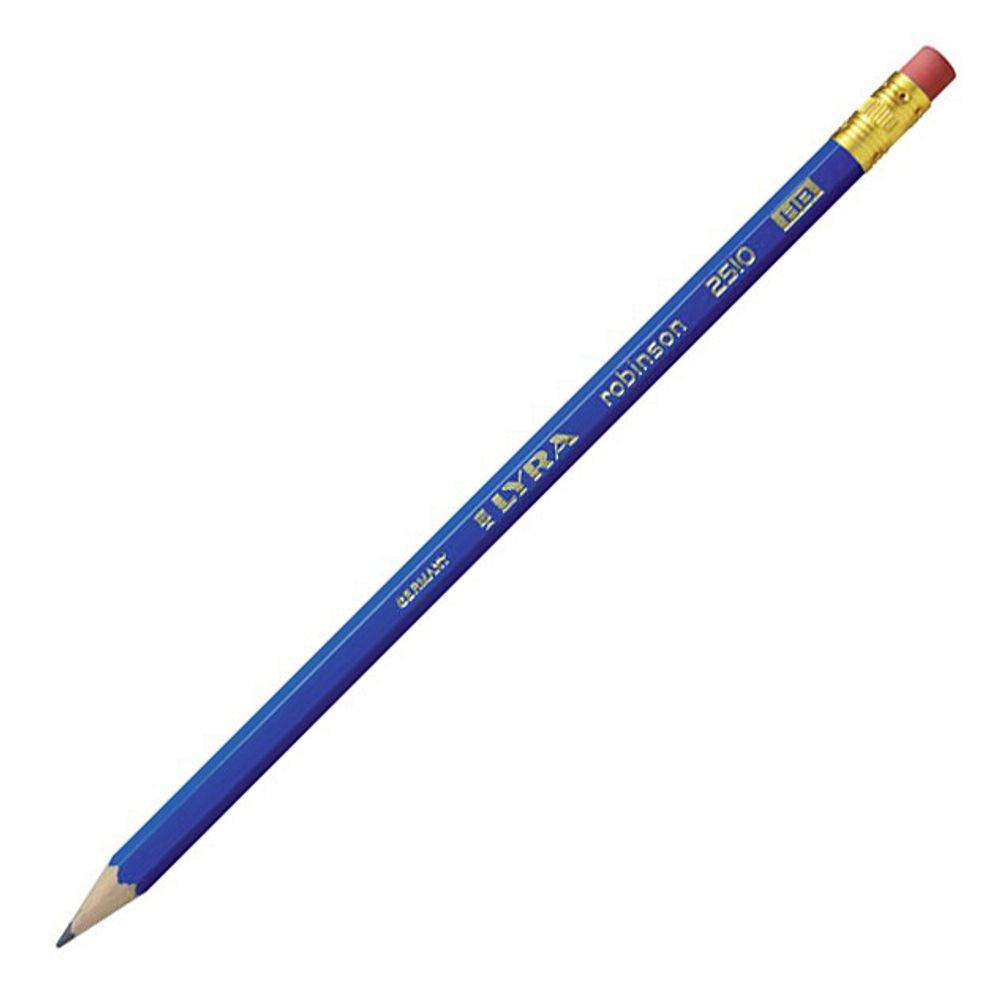 Карандаш чернографитный с ластиком ROBINSON заточенный 12 шт, HB, Lyra L1220100