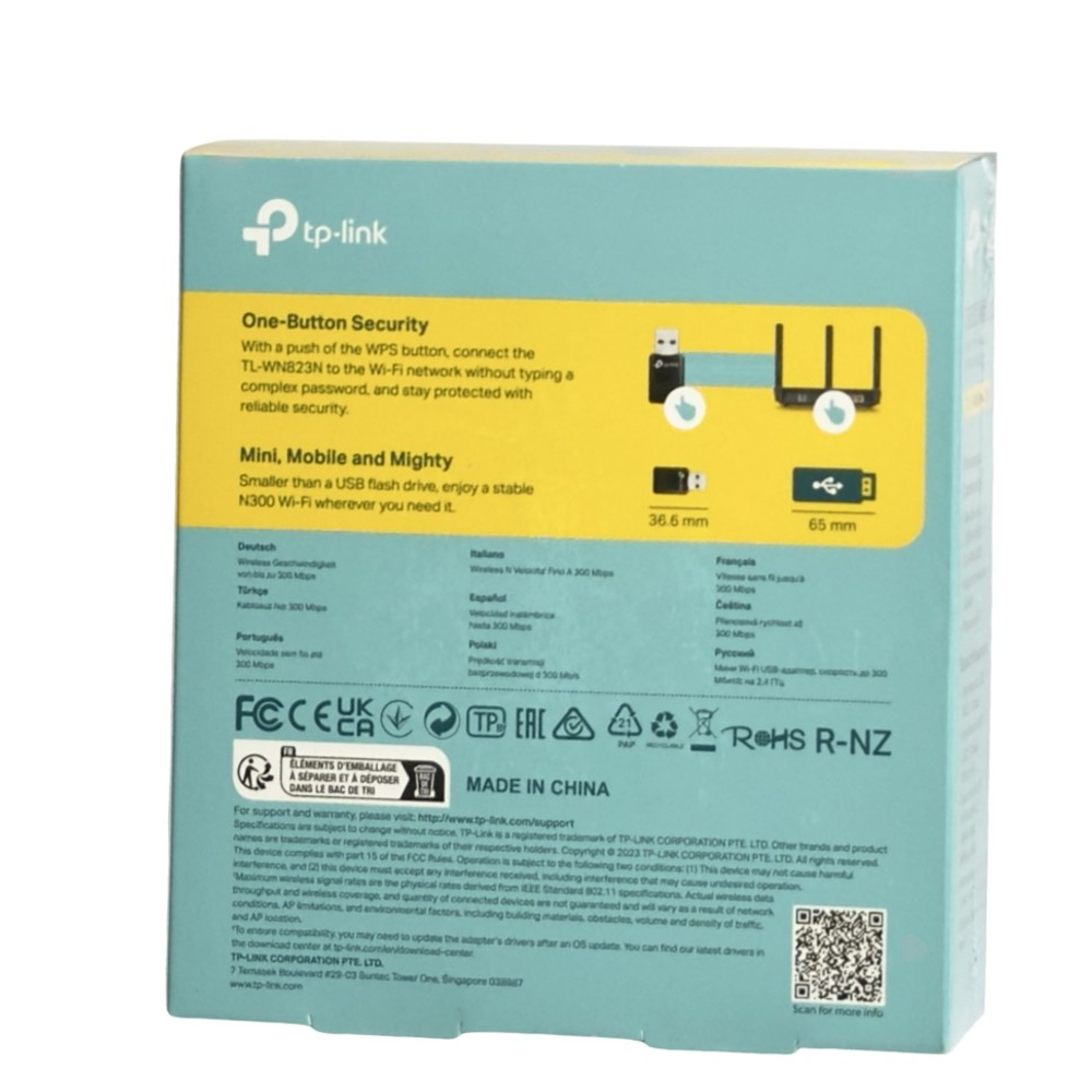 USB-адаптер беспроводной TP-Link TL-WN823N скорость до 300 Мбит/с черный