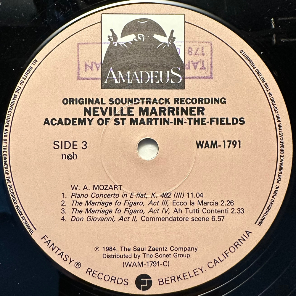Amadeus (Original Soundtrack Recording) 2LP (Европа 1987г.)