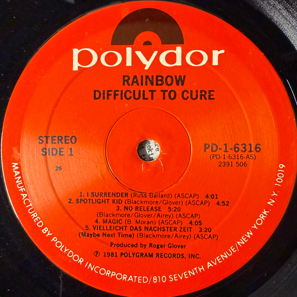Rainbow ‎– Difficult To Cure (США 1981г.) Т