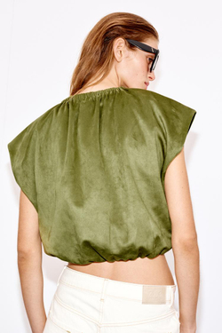 ZARA ТОП ОБЪЕМНОГО КРОЯ ИЗ ИМИТАЦИИ ЗАМШИ, ХАКИ