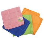 Салфетки из МИКРОФИБРЫ 25х25 см, КОМПЛЕКТ 4 шт. (2 стандарт, 2 клетка), 180 г/м2, ЛЮБАША, 603936
