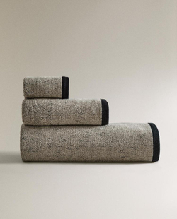ZARA HOME БАННОЕ ПОЛОТЕНЦЕ С МЕЛАНЖЕВЫМ ЭФФЕКТОМ, ЧЕРНЫЙ