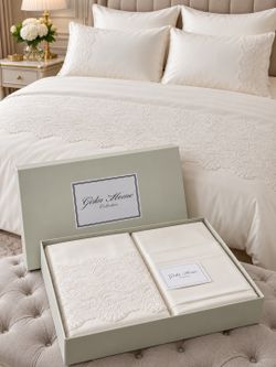 Gelin Home КПБ 6 пр. GULRU кремовый цвет пододеяльник 200*220, простынь 240*260, наволочки 50*70 2шт, декоративные наволочки 50*70 2шт GLNN128 (2) — фото 7