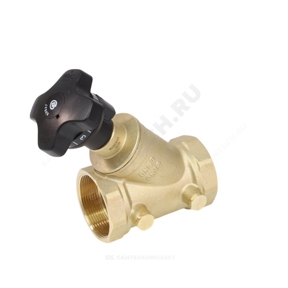 Клапан балансировочный ручной латунь 3180H Ду 32 G1 1/4" Ру16 Тмакс=120 оС ВР Kvs=12.5м3/ч без ниппелей Benarmo