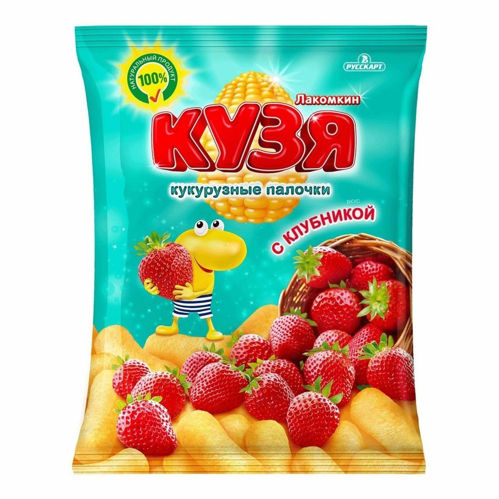 Кукурузные палочки Кузя Лакомкин со вкусом Клубники 100г