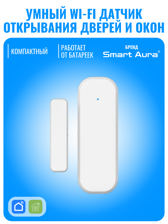Умный Wi-Fi датчик открытия дверей и окон Smart Aura