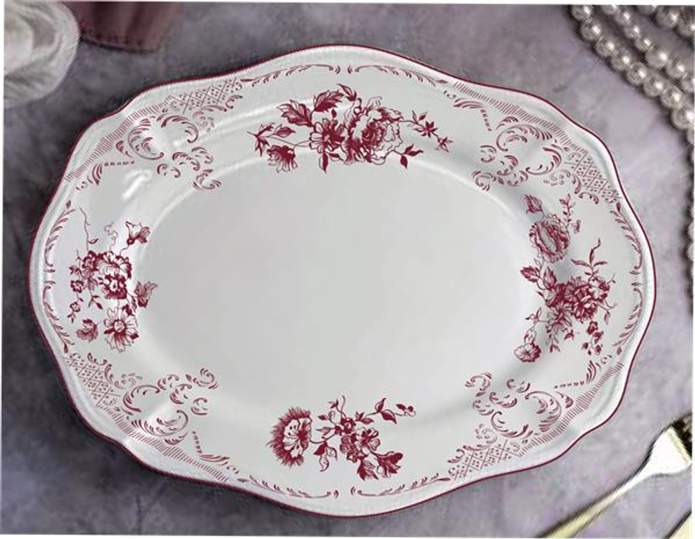 Блюдо овальное 38x26,5 см h 3,3 см, фарфор, Red Rose Блюдо овальное 38x26,5 см h 3,3 см, фарфор, Red Rose