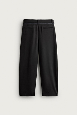 ZARA БРЮКИ BALLOON FIT С РЕМНЕМ И ЗАЩИПАМИ, ЧЕРНЫЙ