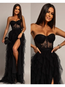 черное макси платье + plus size