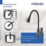 Смеситель для кухни 35к Milardo POLBL0FM05 Поли (Poli) выс. гиб.черный излив,п/гайку,пластик, ЧЕРНЫЙ