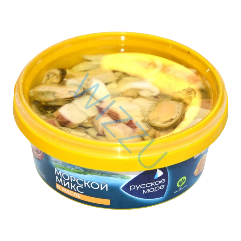 Рыбное кулинарное изделие Коктейль из морепродуктов в растительном масле Морской микс 1/300 полим упак