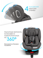 Автокресло детское Farfello ISOFIX YB102A(2) + упор Тёмно-серый/Dark grey YB102A/L