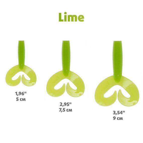 Твистер Helios Credo Double Tail 3,54"/9 см Lime 5шт. (HS-28-008)