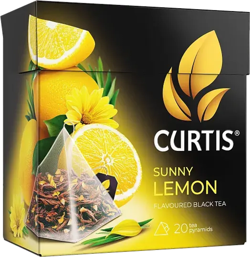 Curtis Sunny Lemon, чай чёрный ароматизированный в пирамидках, 20 × 1,7г. Кёртис