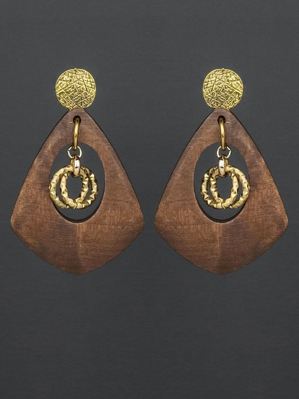 HMG 1350 Wood Rhomb Brown Серьги арт.0950