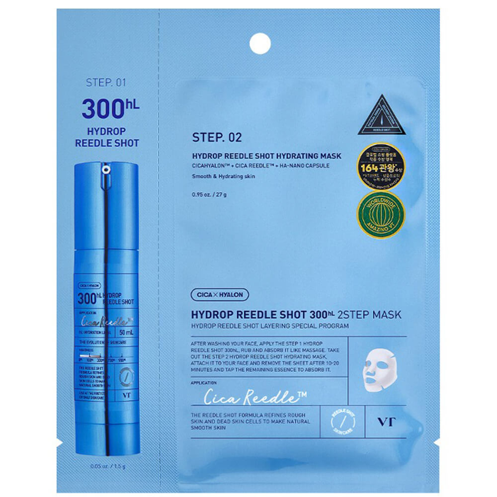 Маска тканевая увлажняющая с микроиглами VT Cosmetics Hydrop Reedle Shot 300hl 2step Mask