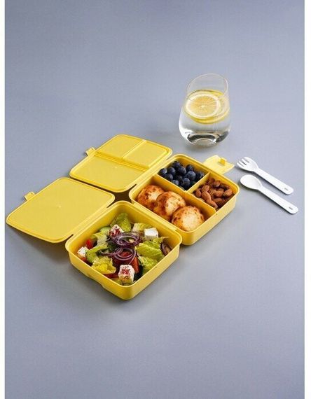 Yemək qabı \ Ланч-бокс «Bento», 1,2 л, 14×14×9 см, 4 отделения, цвет оранжевый
