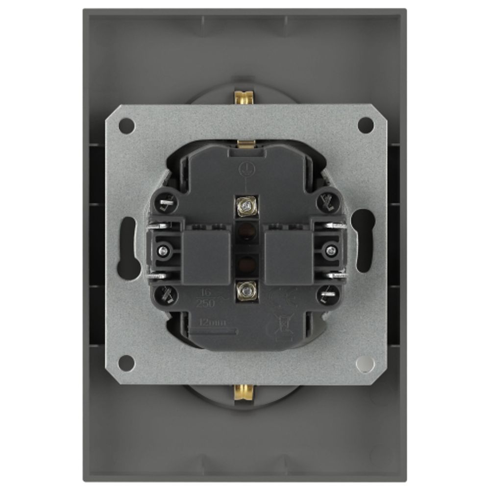 Розетка ЭРА Arktik 16-2105-06 двойная с заземлением 2X2P+E Schuko со шторками 16А-250В графит | Эра Arktik