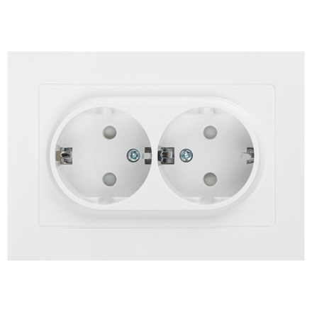 Розетка Intro Accent 6-208-01 двойная с заземлением 2X2P+E Schuko со шторками 16А-250В IP20 СУ AL/CU белый