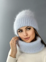шапка снуд и варежки набор 3 в 1