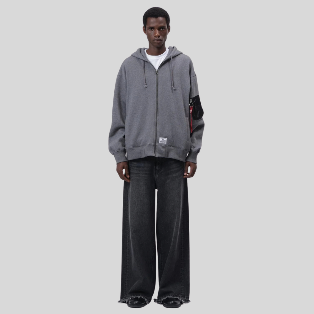 Толстовка Alpha Industries Utility Pocket Full Zip Relaxed Fit Medium Charcoal Heather (Серая)